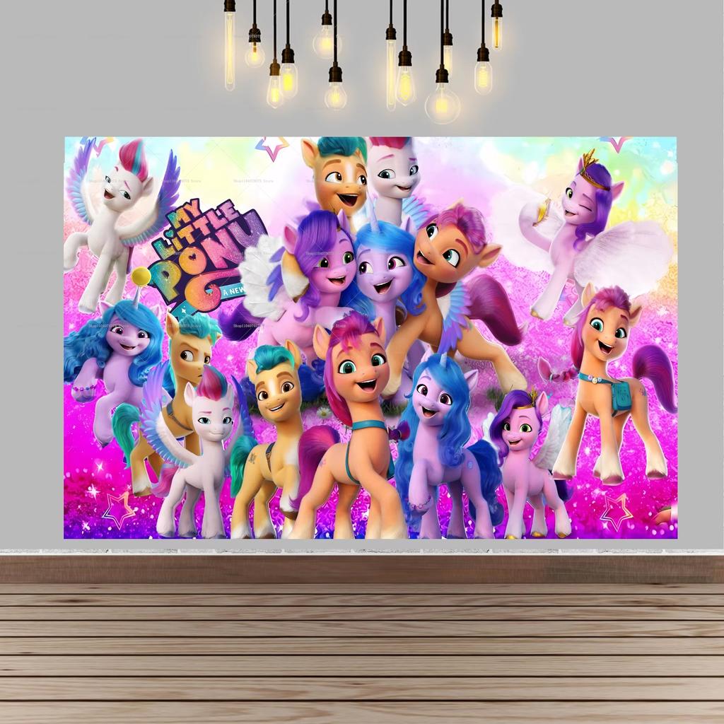 1Pc Happy Birthday My Little Pony Photo Backgrounds, Perfect For Kids' Parties, Gatherings, And Birthday Celebration Banners.