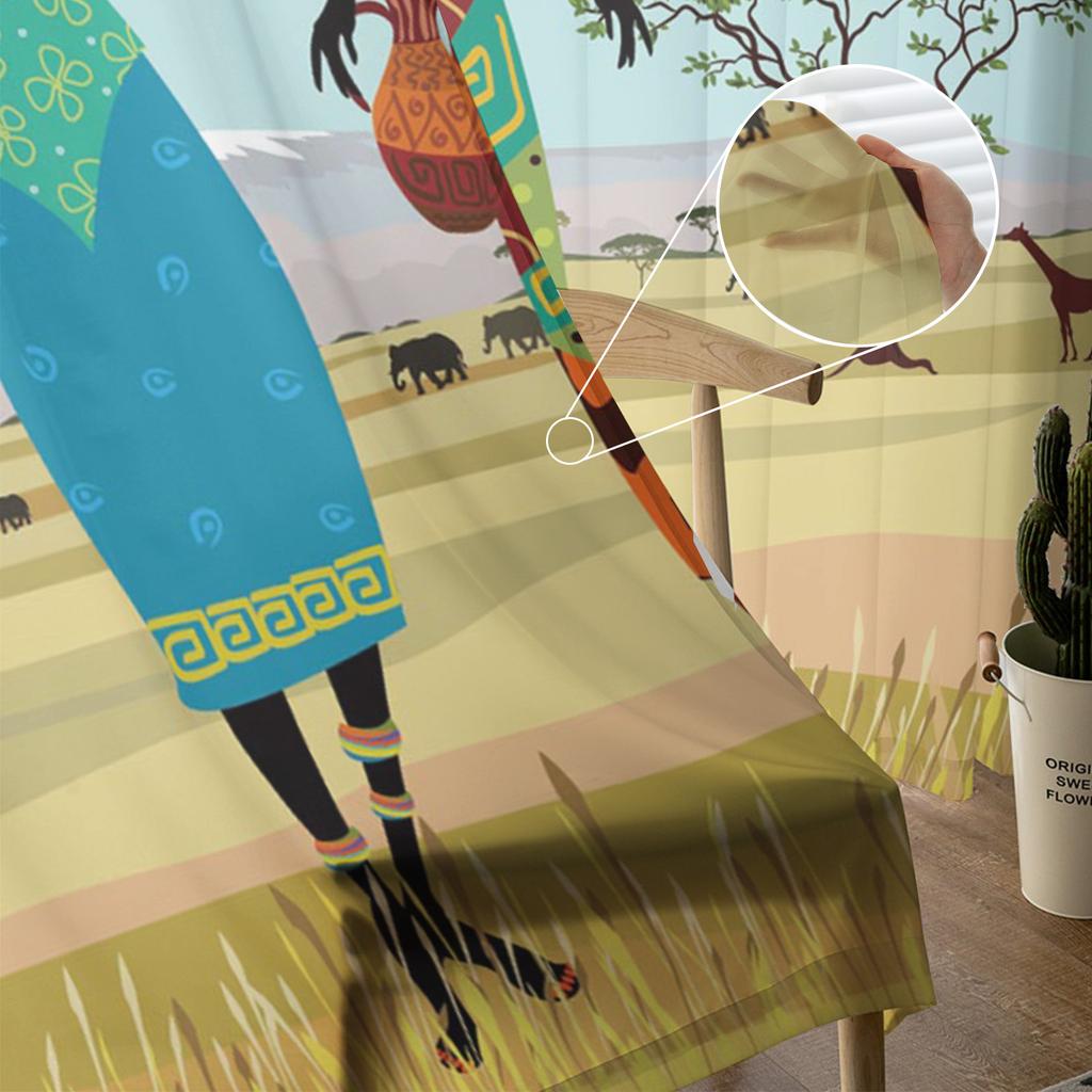 Африканские женщины простые жираф слон тюль занавеска для гостиной спальни современные прозрачные шторы декоративное оформление окна