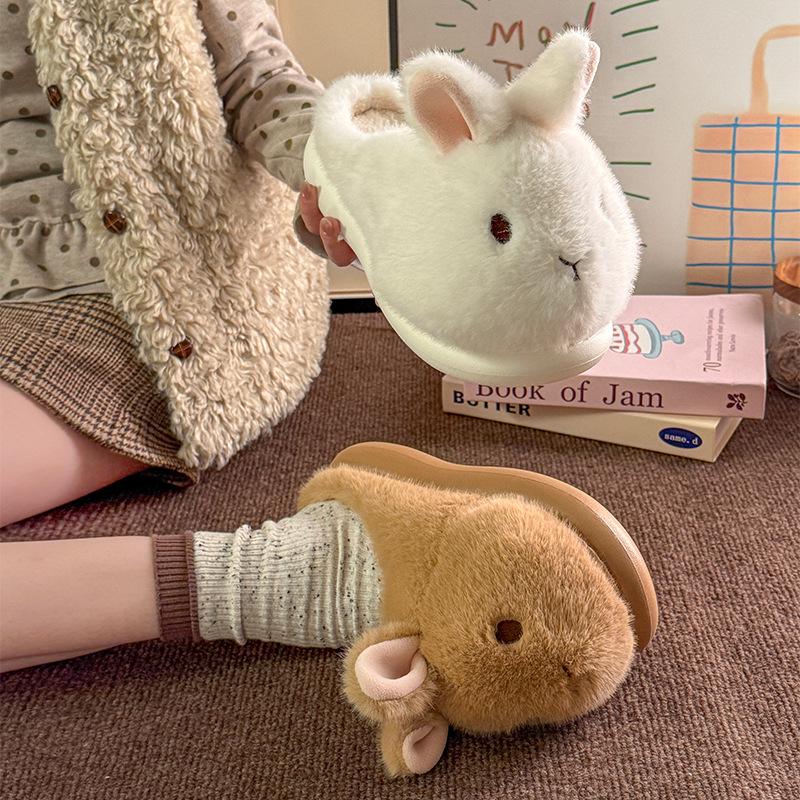 Authentic Little Rabbit Women's Winter Cotton Slippers - Cute, Plush, Warm, Soft-Sole Indoor Footwear
