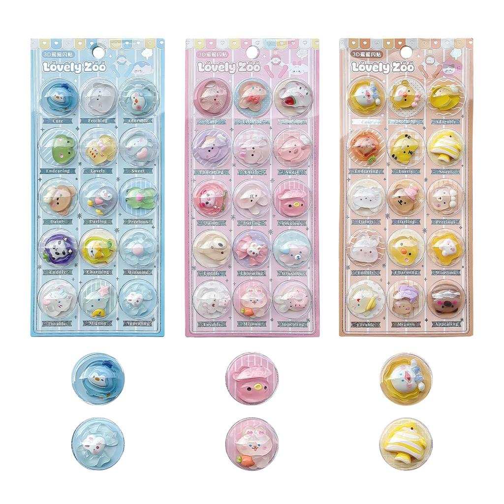 Капсула Squishy aninako 3D Эпоксидная для Детей Вдохновляющая Изысканный Планировщик Дневник для Телефона Поделка Популярный Подарок Наклейки, Наклейки, Набор из 3 Штук, Рельефные,