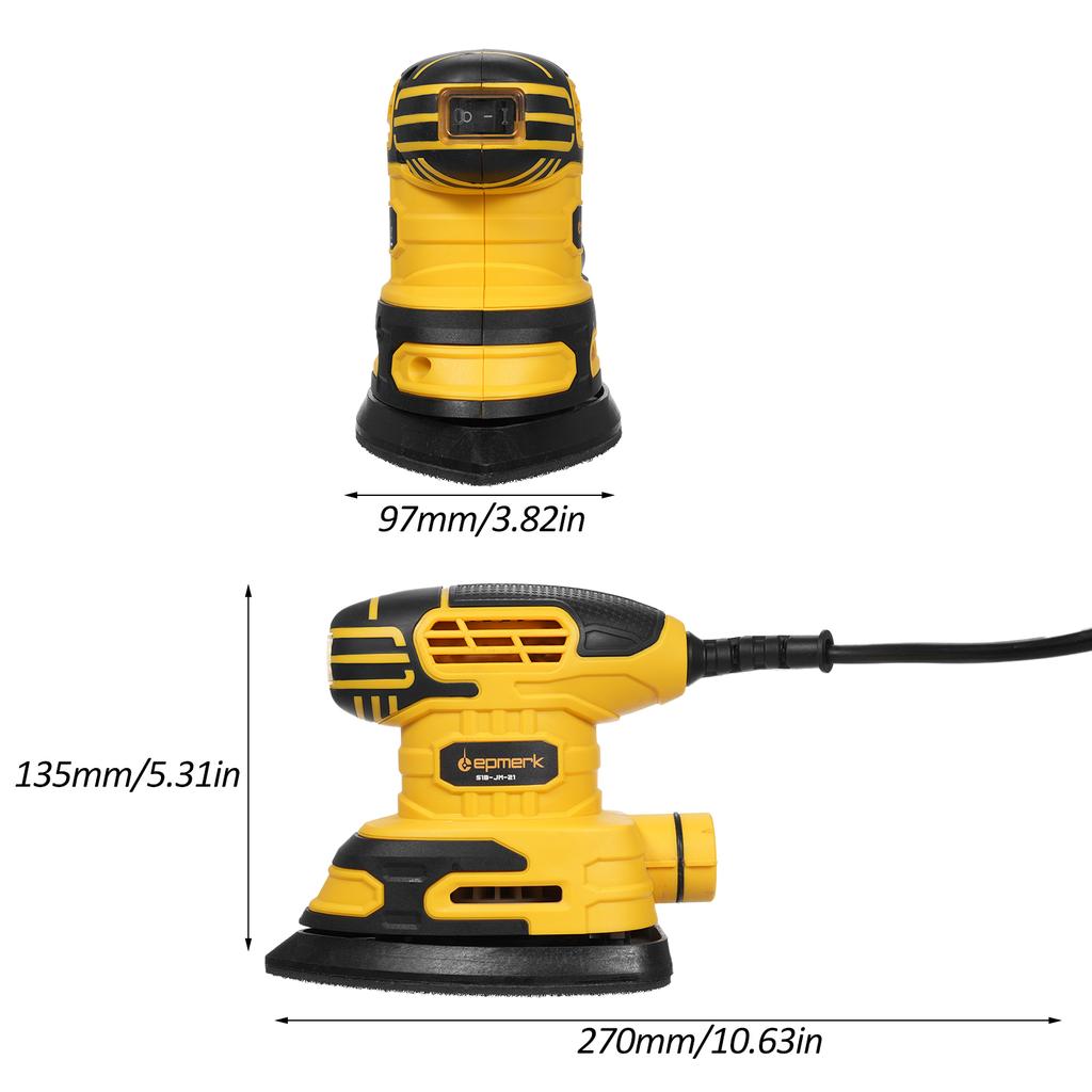 Detail Sander 13,000 OPM Compact Electric Sander with Dust Collector 220W 1.6Amp Power Sander with