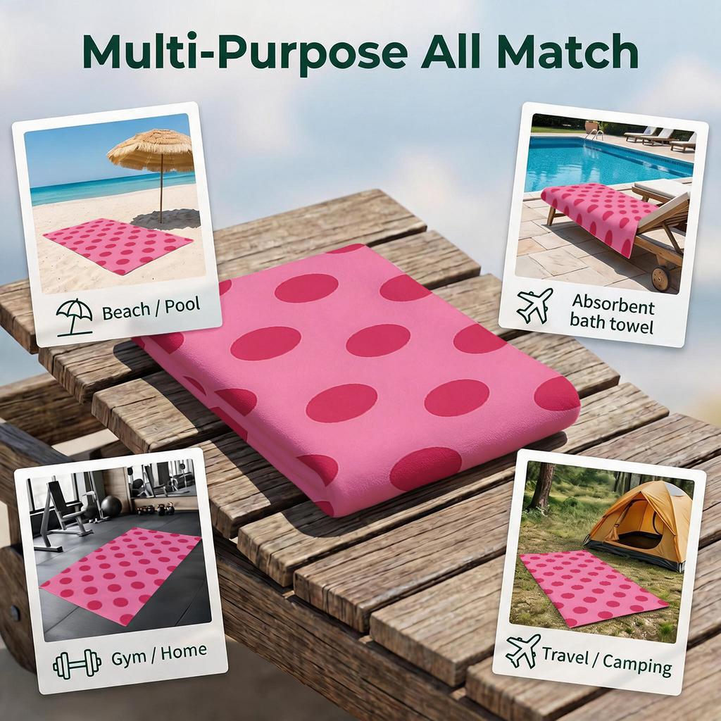 Pink Brush Stripe Beach Towel Sand Free Quick Dry Absorbent Thin Compact Towels for Swimming Pool Camping Beach Accessories