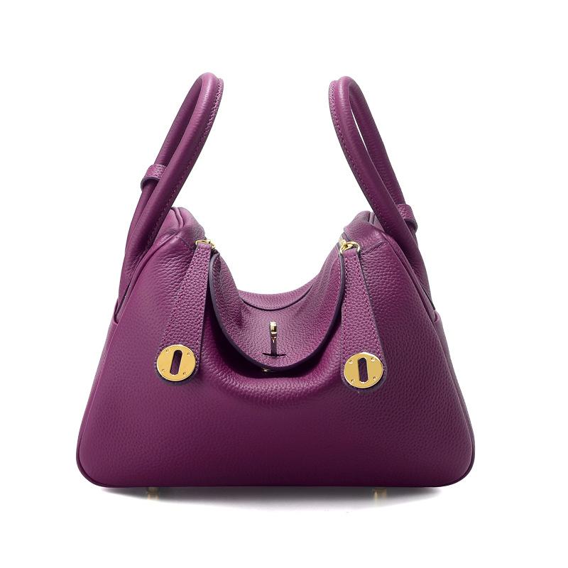 Women Lindy Style Handbag, Retro Rotating Lock Crossbody Shoulder Bag, Multi Pocket Portable Top Handle Purse, Casual Daily Work Travel Leather Bag