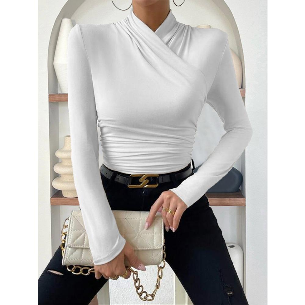 HNXC Women's Fashion Casual Autumn Winter Solid Color Print Long Sleeve Blouses & Shirts