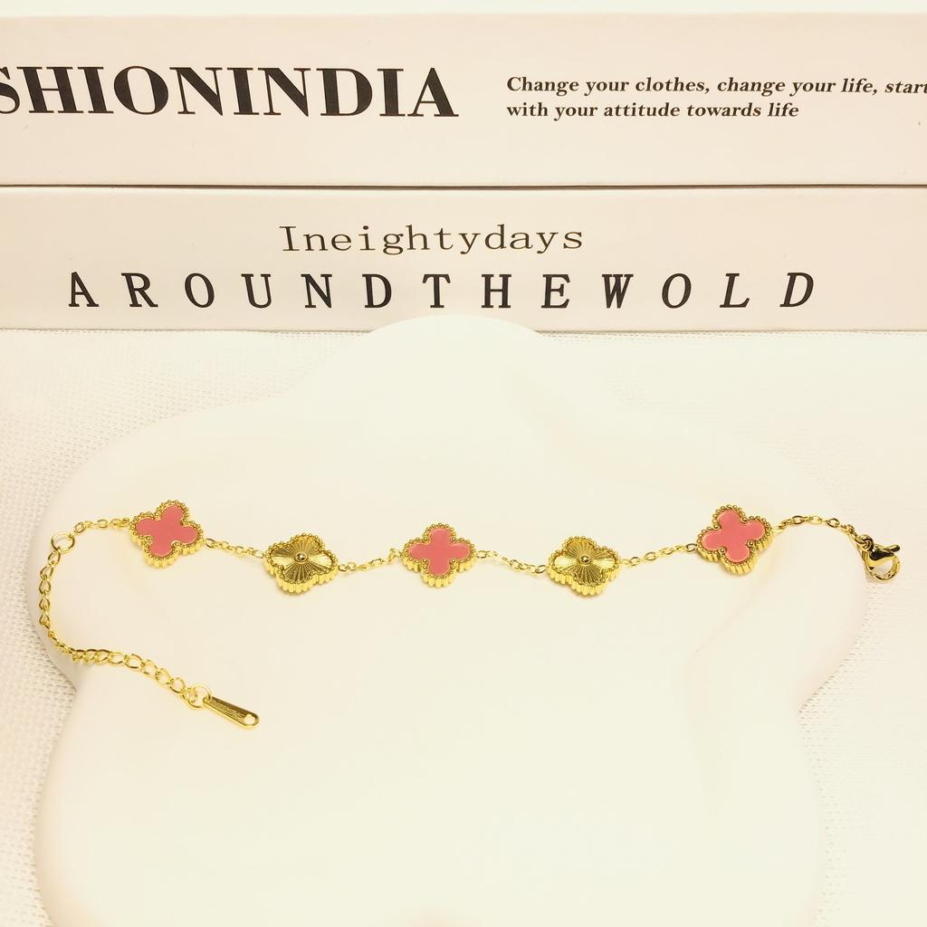 13 мм браслет с четырьмя листьями клевера и пятью цветами 18 карат модный высококачественный женский браслет