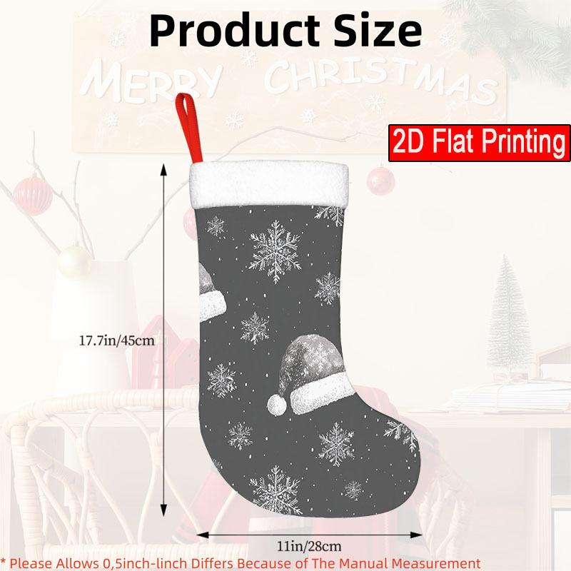 Christmas decoration fireplace hanging stocking 1pc Hanging Christmas Stocking Ornament with Snowflakes & Santa Claus -
