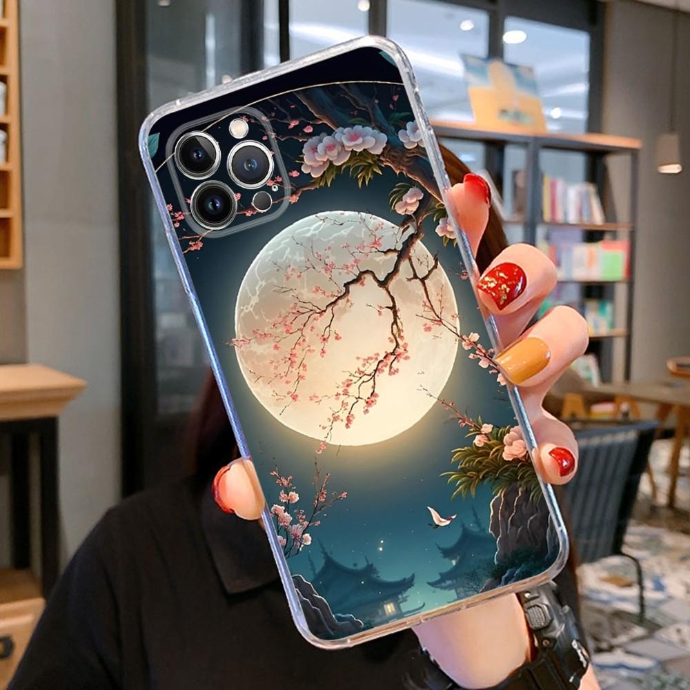 Роскошный чехол Луна для iPhone 14 11 12 13 Mini Pro XS Max Чехол 6 7 8 Plus X XR SE 2020 Funda Shell