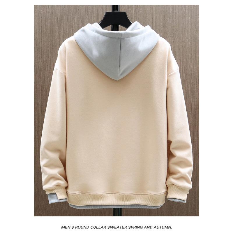 Men S Hooded Fake Two Piece Sweatshirt Japanese Casual Style