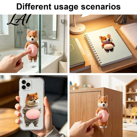 Anxiety Relief Belly Sticker 1 Pair 3D Dog Anti-collision Stress Elastic Tummy Decal Cartoon Puppy Fat Animal Buffer