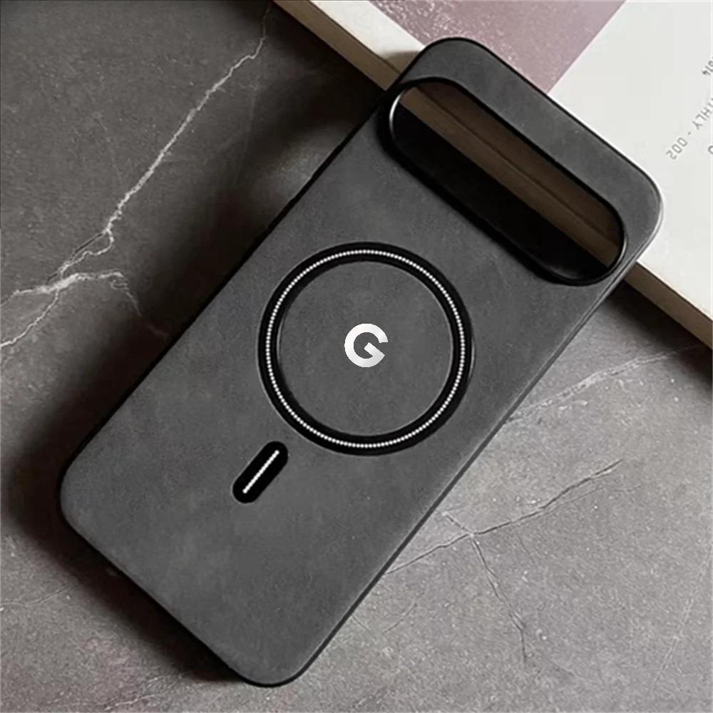 Роскошный деловой кожаный чехол для телефона Magsafe для Google Pixel 10 9 8 7 Pro XL 8A 7A Магнитный беспроводной зарядка Защитная крышка