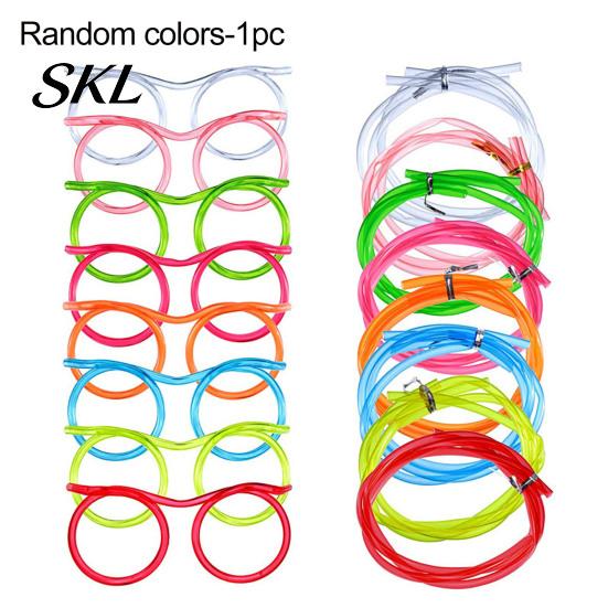 Odor-free Plastic Straw Funny Glasses Straw, Creative Eyewear Drinking Tube for Parties, Bendable Flexible Kids Safe Juice Soda Milk Tea, Novelty Gag