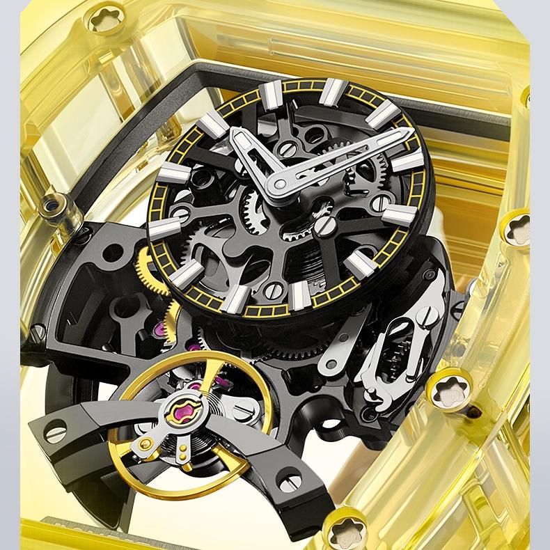 Часы Bonest Gatti, мужские автоматические механические часы с двойной полостью, акриловые часы с турбийоном