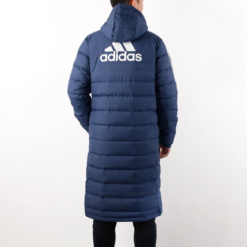 adidas Пуховик с логотипом и капюшоном, мужская верхняя одежда, темно-синий GM5246