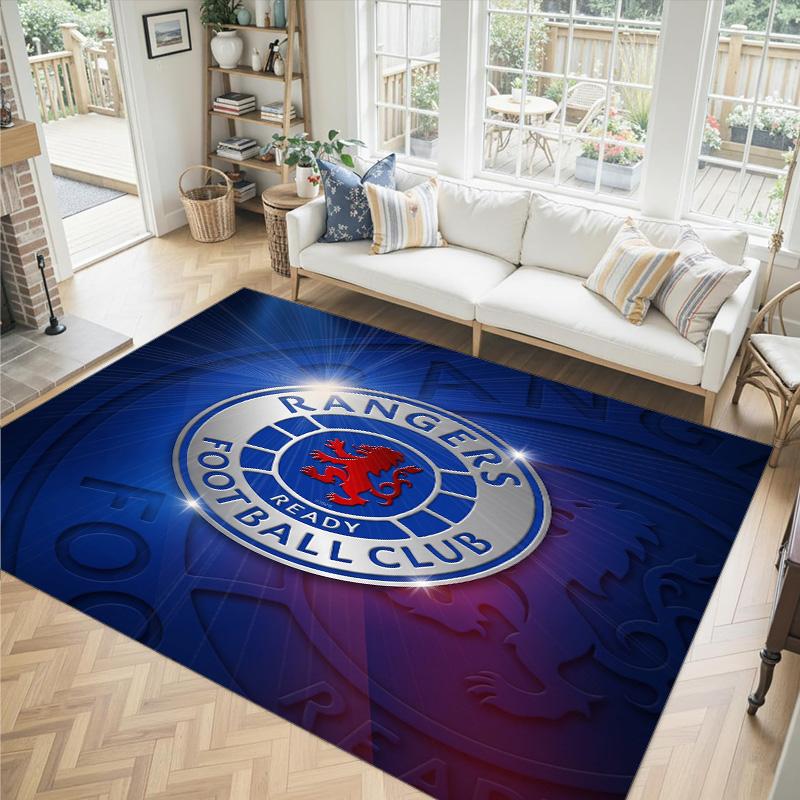 Rangers FC Design Crystal Velvet Carpet Cozy Non?Slip Printed Rug For Bedroom Living Room Entrance