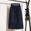 DIMANAF 2025 Большой размер Новые весенние женские А-силуэта Эластичные джинсовые юбки Свободная юбка Высокая талия Винтажные юбки