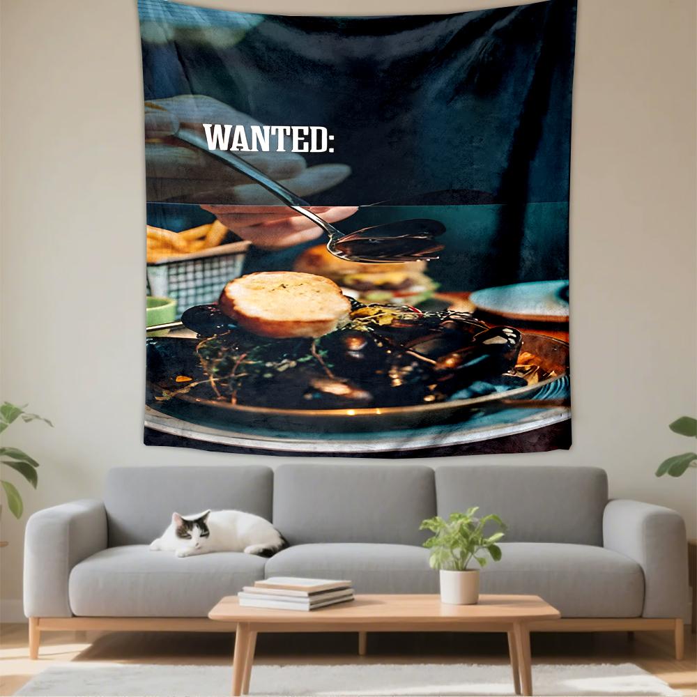 Gourmet Mussels Seafood Restaurant Dish Hippie Tapestry Wall Tapestry for Bedroom Living Room Dorm Decor