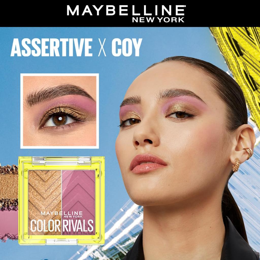 Maybelline Палетка пигментированных теней для век New York Color Rivals 3 г Стойкая Водостойкая Матовая Мерцающая Напористая X Застенчивая