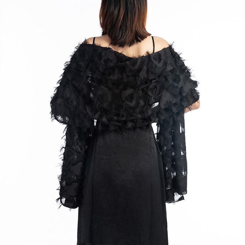 Женские шали и накидки с бахромой для вечернего платья, кружевной шарф из пашмины для костюмированной вечеринки