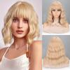 Synthetic Wave Short Bob Wigs With Bangs Heat Resistant Wigs For Women Cosplay Wear