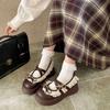 Ретро бант платформа маленькие кожаные туфли женские новые весна и осень с юбкой французские Мэри Джейн одинарные туфли