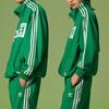 adidas Originals Трилистник с принтом Трехцветная полоска Воротник-стойка Спортивная куртка с длинными рукавами Топы унисекс Зеленый IT4483