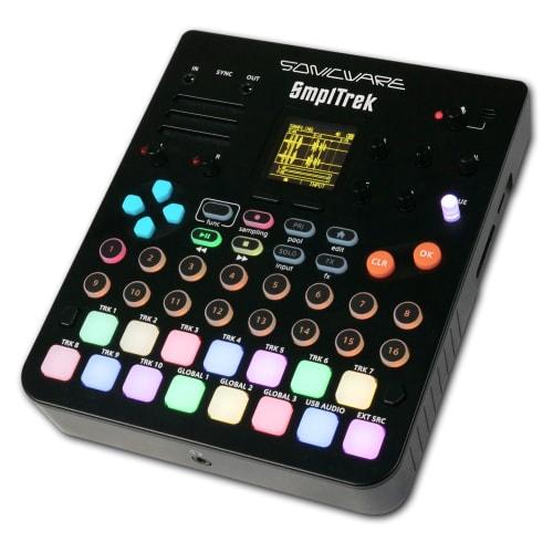 Sonicware SmplTrek Portable Production Sampler with 15 Touch-Sensitive Full-Color LED Pads, Built-in Microphone and Speaker, Battery-Powered, and USB