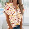 Women's Short Sleeved Shirt, Daily Fashion Printed Button Top, Chest Pocket Cardigan