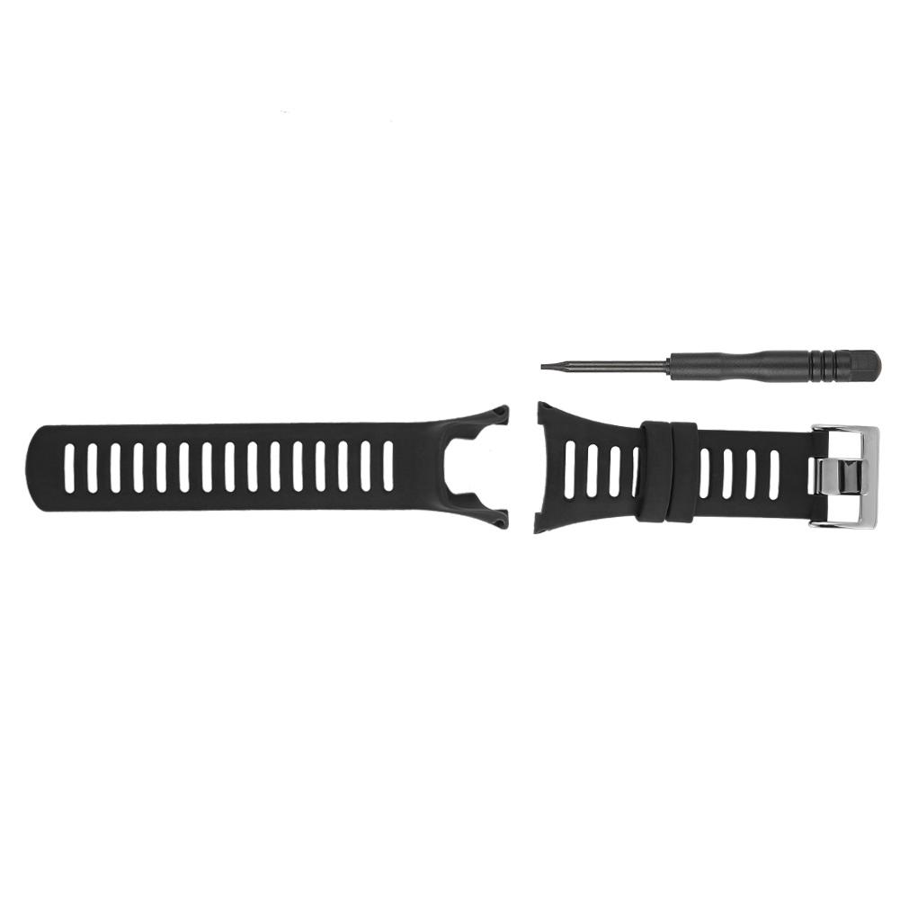 Rubber Wristwatch Strap Watchband for Suunto Ambit1 2 3 Watch (Black   Silver)