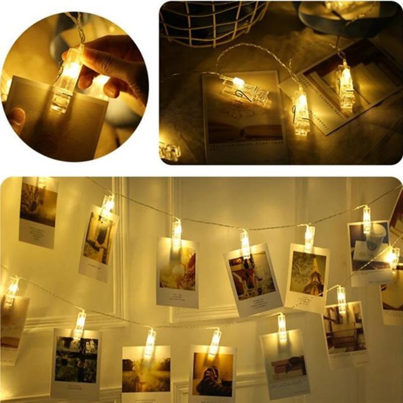 LED Light String with Clip Can Hang Small Card Postcard, New Year, Christmas Anniversary, Picture Decoration, Studio Wall Light String