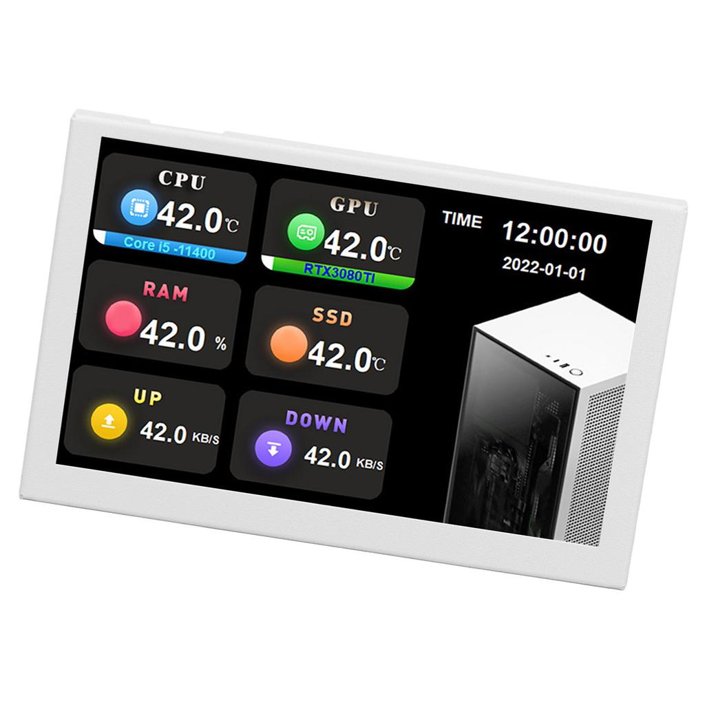IPS USB Mini Screen 5 дюймов 800x480 Разрешение Type C Дополнительный экран ПК Данные Монитор для AIDA64 Черный
