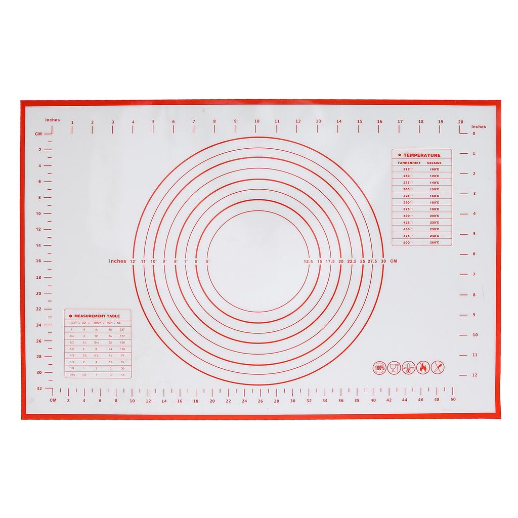 Silicone Baking Mat Reusable Counter Roll Mat Dough Rolling Pastry Mat with Measurement for Pie Crust Pizza CookiesRed