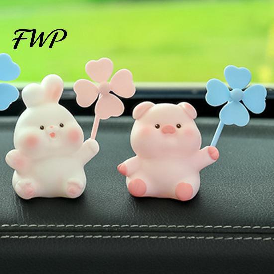 Car Interior Cute Decoration Cartoon Windmill with Soft Doll Rotary Ornament for Dashboard Macaron Color Decor Handlebar & Vent Solar/Manual Spin Fun