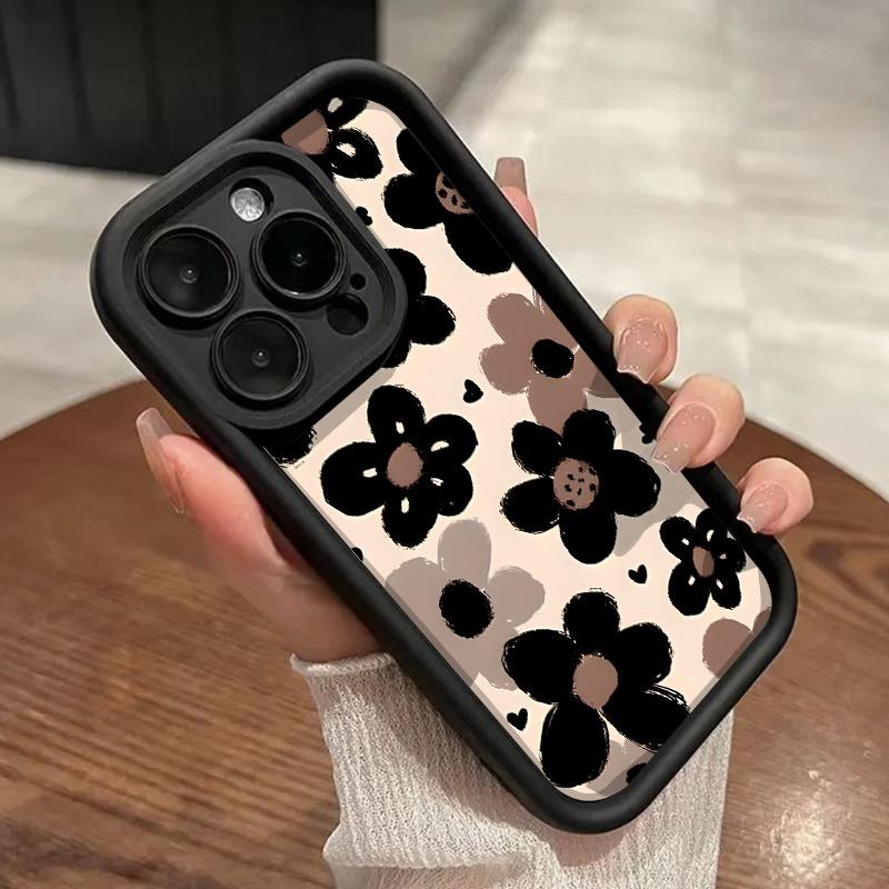 Коричневый чехол для телефона с рисунком подсолнуха, подходящий для iPhone 17 16 15 14 13 12 11 Pro/Max/Plus, противоударная задняя крышка