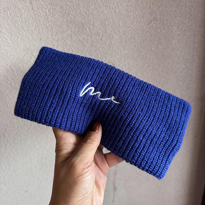 Вязаная эластичная повязка на голову в корейском стиле с буквенными украшениями для повседневного использования женщинами и мужчинами
