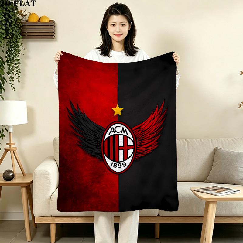 1PC Ac Milan Patterned Flannel Blanket Suitable For All Seasons For Home Decor Warmth And Comfort Gifts Holiday Present