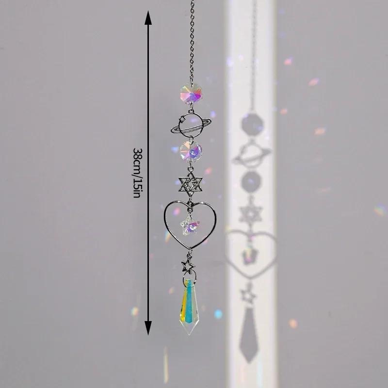 Crystal Suncatcher Sun Moon Tree Wind Chime Prisms Hanging Angel Butterfly Pendants Rainbow Chaser Garden Decor Window Drop Bell