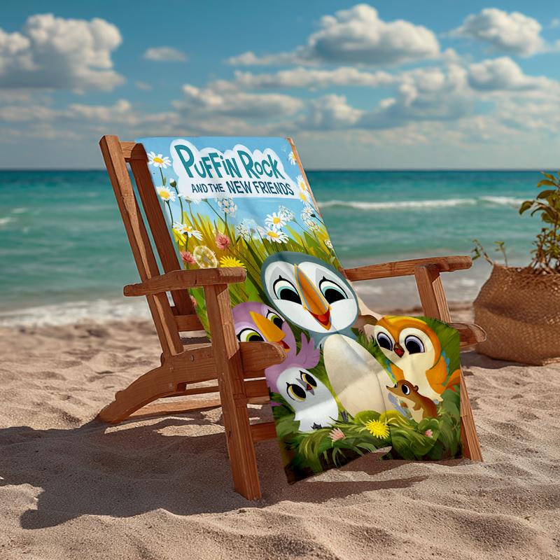 Ultra-Soft Beach Towel with Puffin Rock Theme,Ideal for Pool - Camping, Diving - Perfect Travel Essential, Vibrant Beach Towel.
