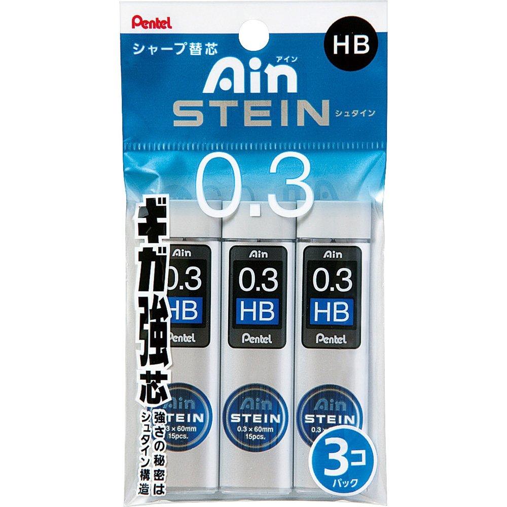 Pentel Ain Stein 0,3 мм HB Стержни для механического карандаша XC273HB-3P Упаковка из 3 штук Белый Полимерный Графит Высококачественные Стержни для Письма