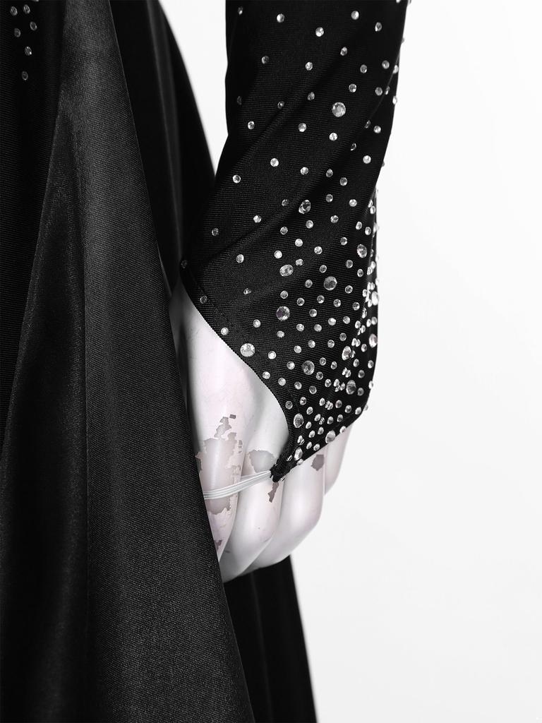 Женское бальное платье для танцев с V-образным вырезом, открытой спиной, открытыми плечами, блестящими стразами, расклешенным подолом, сценическое платье для выступлений