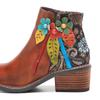 Johnature Обувь в стиле ретро из натуральной кожи. Женские короткие сапоги. Ботильоны ручной работы с круглым носком в стиле пэчворк.