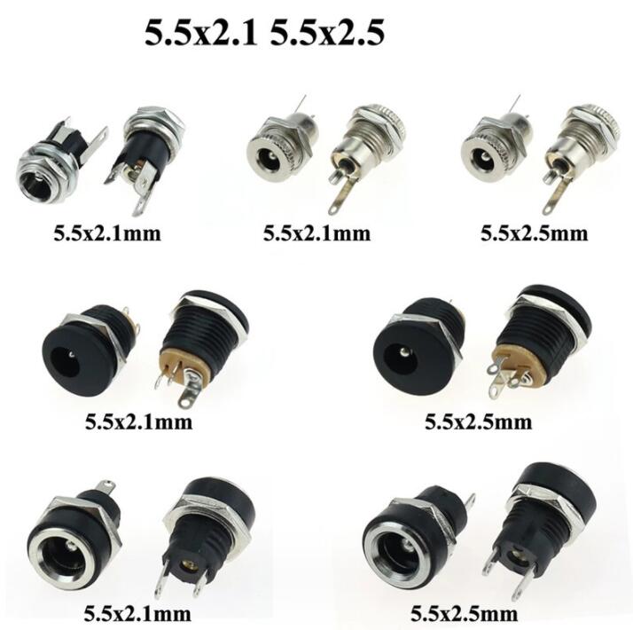 10 шт. DC 025 099 022 гнездовые разъемы 5,5x2,1 мм 5,5*2,5 мм штекер питания Jack гнездо гайка панель монтаж водонепроницаемый чехол под прямым углом