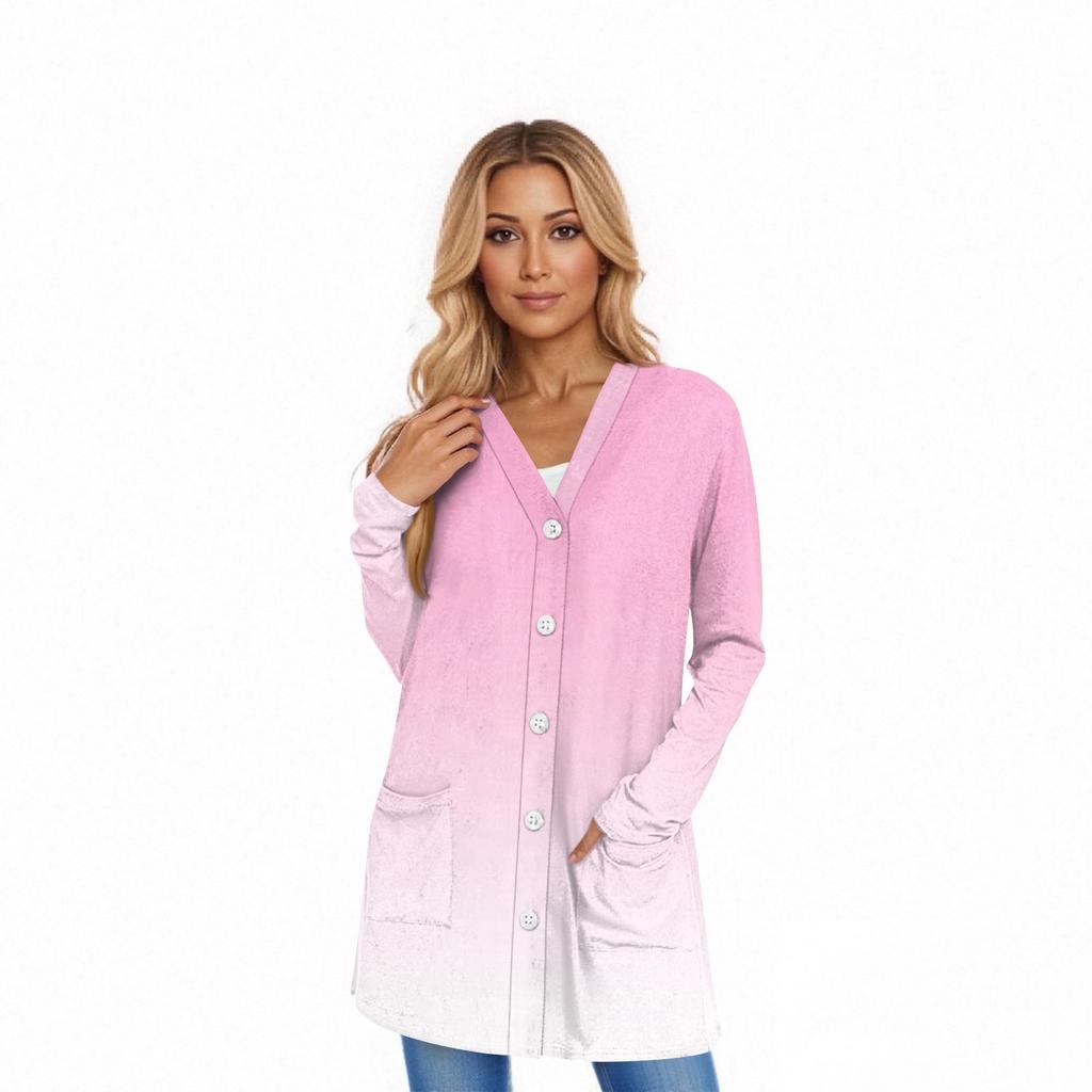Women's Long Sleeve Cardigan Casual Jacket With Pockets Top