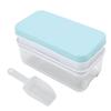 Ice Cubes Tray Molds Bin with Lid Ice Scoop Storage Bin and Storage 2 Layers 64 Cubes Silicone Easy