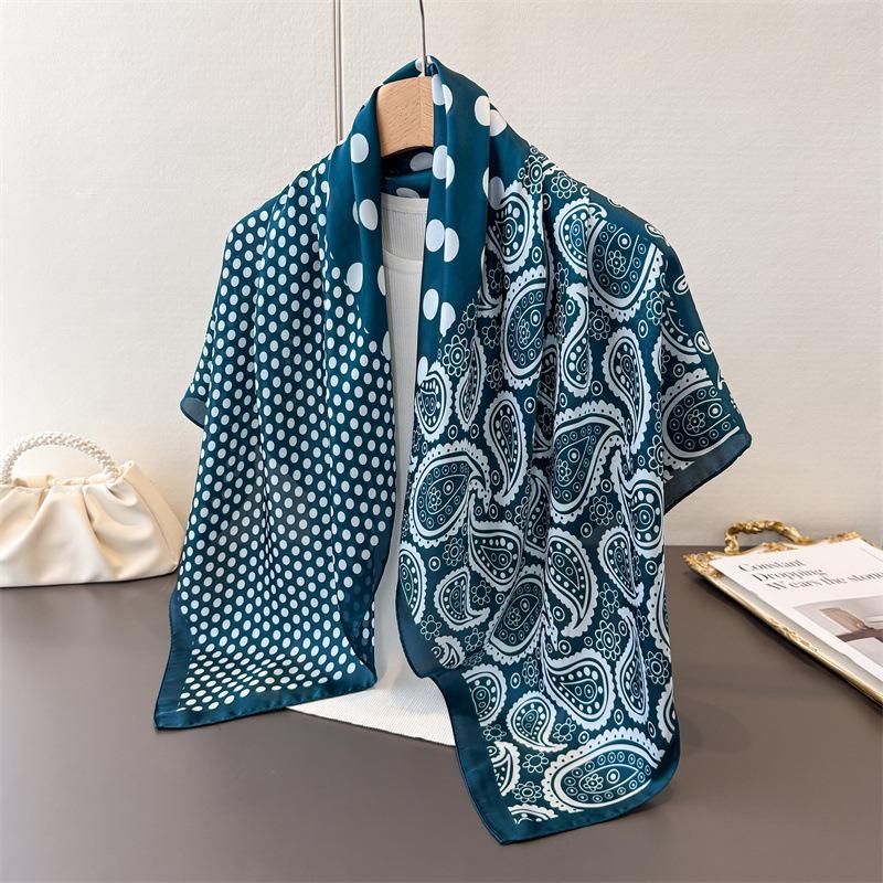 Cross-Border Cashew Nut Simulation Silk High-End Printing Large Square Scarf Silk Scarf Shawl Headscarf Neck Protection Scarf Decorative Women'S Scarf
