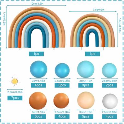 Радужные цветы топперы для торта Бохо украшения для торта с цветочными радужными шарами для вечеринки по случаю дня рождения девочки, хиппи бохо принадлежности для вечеринки