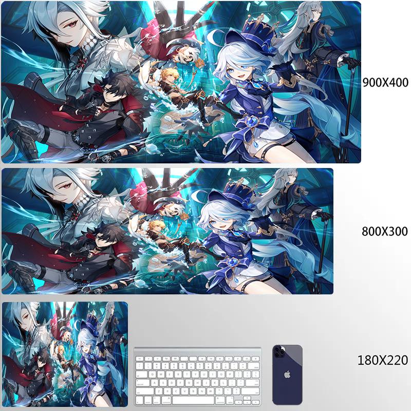 Genshin Impact Аниме Кавайный Коврик для Мыши Большой Игровой Коврик для Мыши Резиновый Коврик Настольный Коврик Аксессуары для ПК Защита Стола Игровые Коврики для Клавиатуры