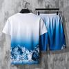 Комплект мужская летняя футболка из ледяного шелка с градиентом и короткими рукавами мужские повседневные шорты спортивный комплект из двух предметов красивая мужская одежда