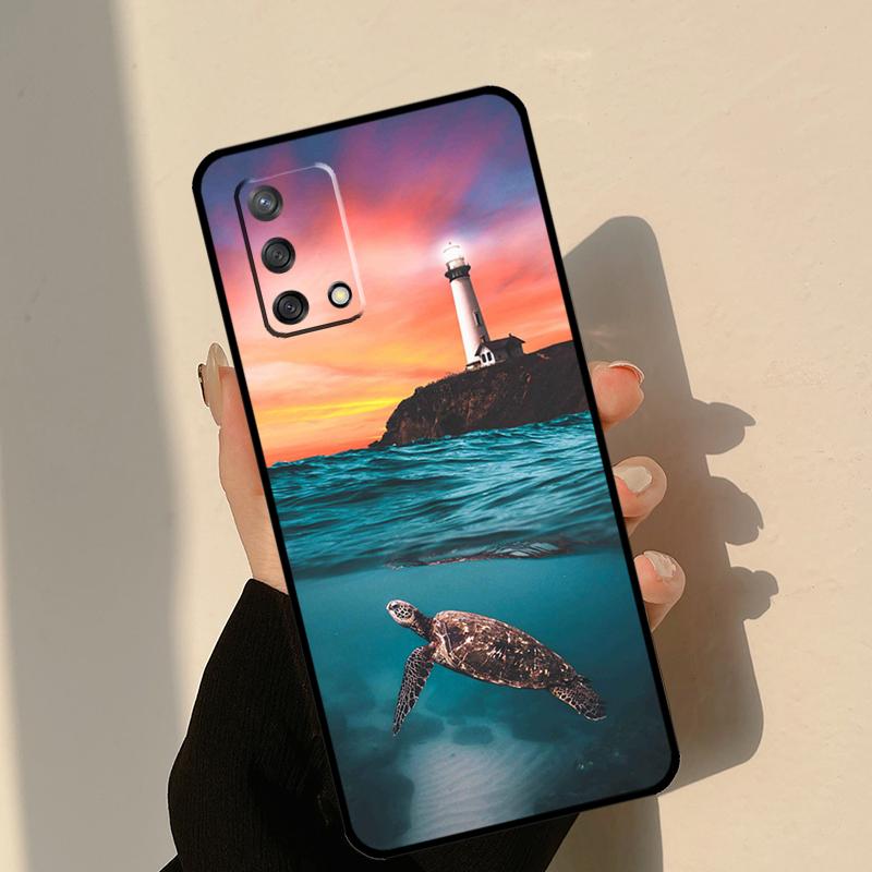 Милый мультяшный чехол-черепашка для Oppo A18 A38 A58 A78 A98 A74 A94 A54 A15 A17 A57 A6 A5 Pro A16 A76 A96 A40 A60 A80