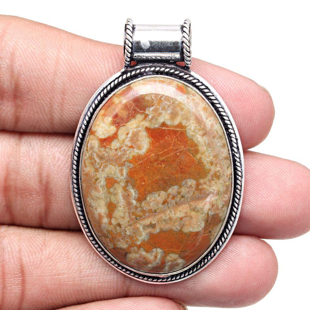 Pendant Bird Eye Jasper Gemstone Handmade Gift For Her Silver Jewelry 2"