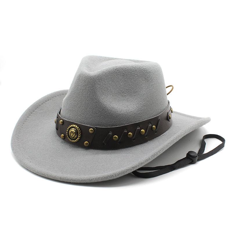 Ethnic Woolen Hats European and American Men and Women's Woolen Western Cowboy Hats
